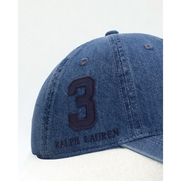 Polo Ralph Lauren Classic Chino Sport Cap Blue Raised Pony Leather Strap EUC