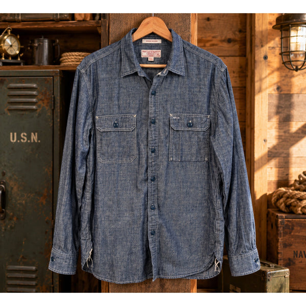 Wallace & Barnes J. Crew Naval Workshirt M Japanese Selvedge Chambray Blue NWOT