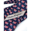 Salvatore Ferragamo Silk Tie USA Flag Patriotic Navy Made Italy Luxury Vintage