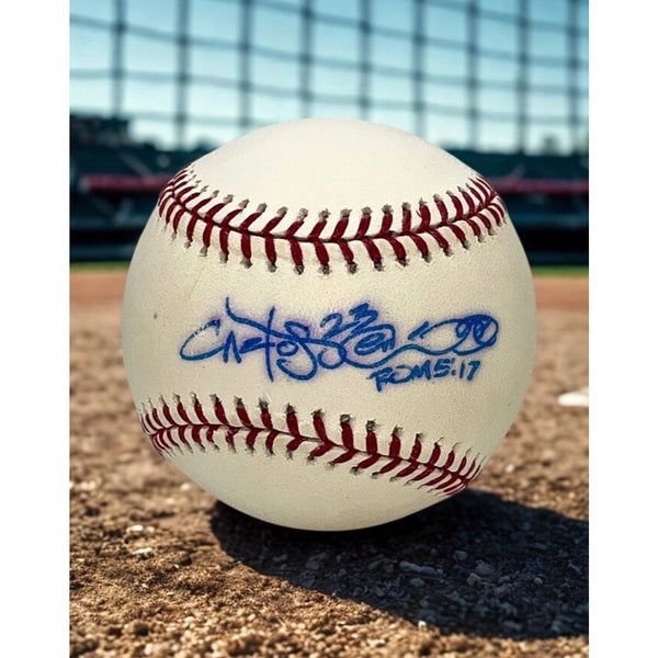 Carlos Peña Signed OML Baseball Tampa Bay Rays All-Star 1B Auto Romans 5:17