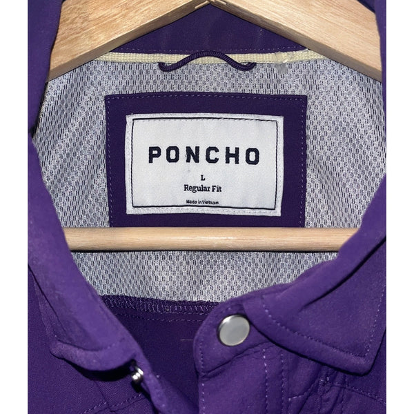 Poncho Outdoors Billy Bob Western Snap Shirt Purple Pearl Snaps Men's L EUC