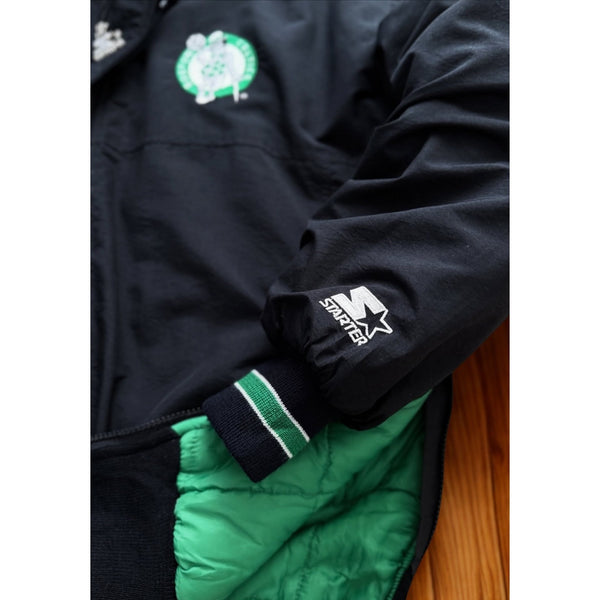 Boston Celtics Starter Hooded Parka Jacket Mens L Vintage 90s NBA Black Green