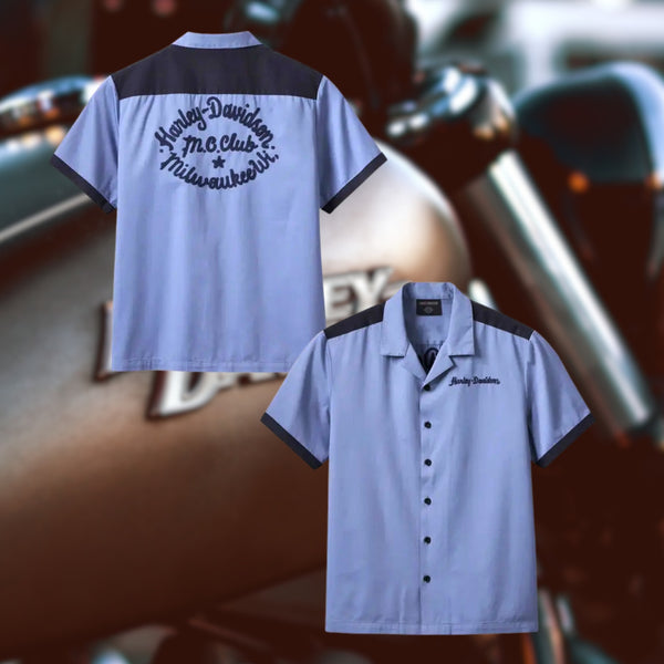 Harley Davidson Club Crew Shirt Colony Blue Embroidered Sz. XL NWT MSRP $90