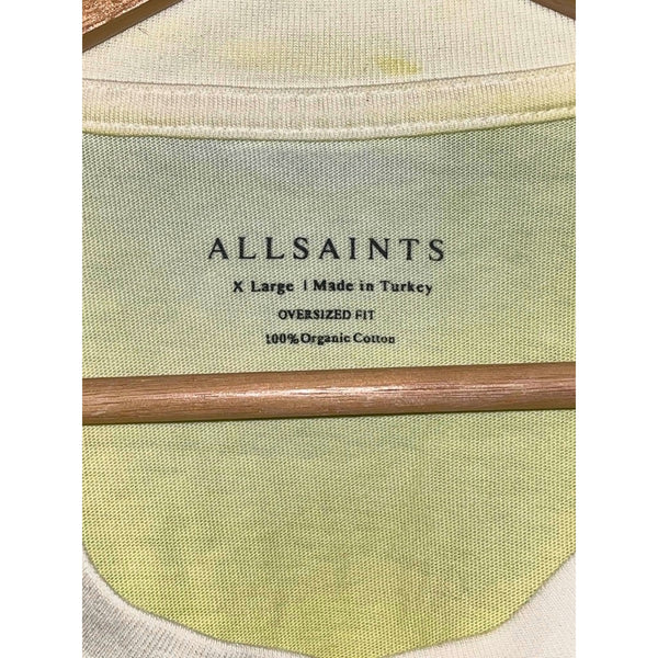 ALLSAINTS Luca Oversized Tee XL Chartreuse Organic Cotton Washed Relaxed