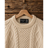 Standun Aran Irish Wool Fisherman Cable Knit Sweater Men's S Cream Handmade