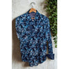 Robert Graham Blue Floral Shirt Mens M Flip Cuff Geometric Button Down EUC