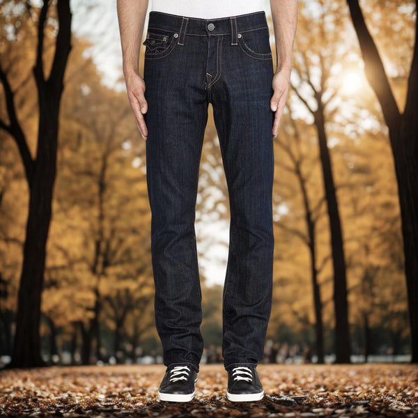 True Religion Ricky Straight Jeans Wanted Man Dark Wash Mens 42x34 Stretch USA