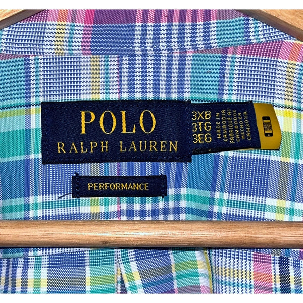 Polo Ralph Lauren Classic Fit Performance Oxford Plaid Shirt Mens 3XB EUC