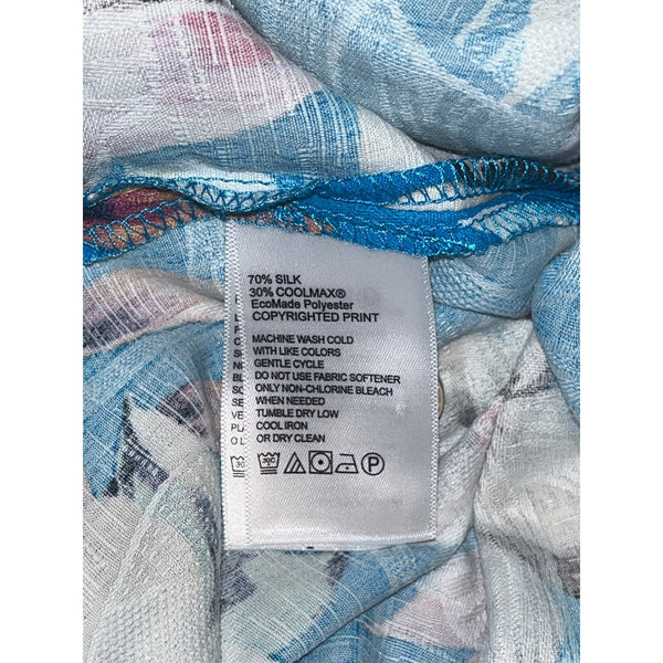Tommy Bahama Jetties Beach Blooms Silk Blend Camp Shirt Blue 2XL NWT $148