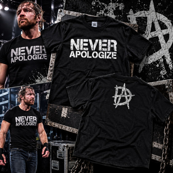 WWE Dean Ambrose Never Apologize T-Shirt XL Black Shield Jon Moxley AEW