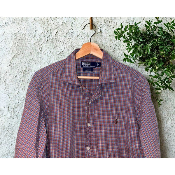 Polo Ralph Lauren Stanton Classic Fit Shirt Mens L Plaid Button Up Cotton