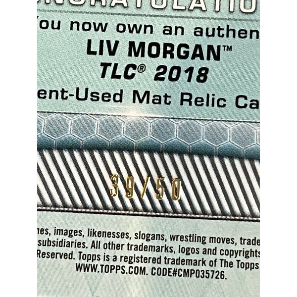 Liv Morgan 2019 Topps WWE Women's Division Mat Relics Orange #d 39/50 #MR-LI