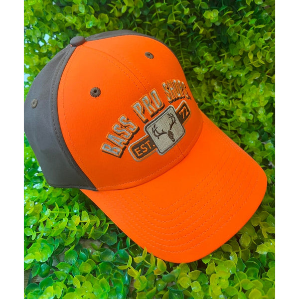 Bass Pro Shops Gone Fishing Orange Brown Adjustable Hat NWOT Outdoor Cap