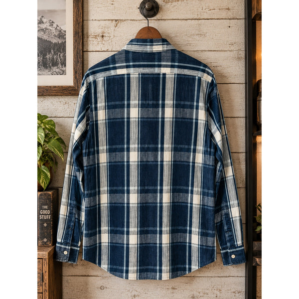 Taylor Stitch x Stetson California Shirt Sz. 2XL 46 Indigo Plaid Organic Cotton