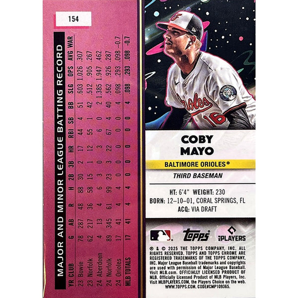 Coby Mayo 2025 Topps Cosmic Chrome Green Space Dust Refractor RC 37/75 #154