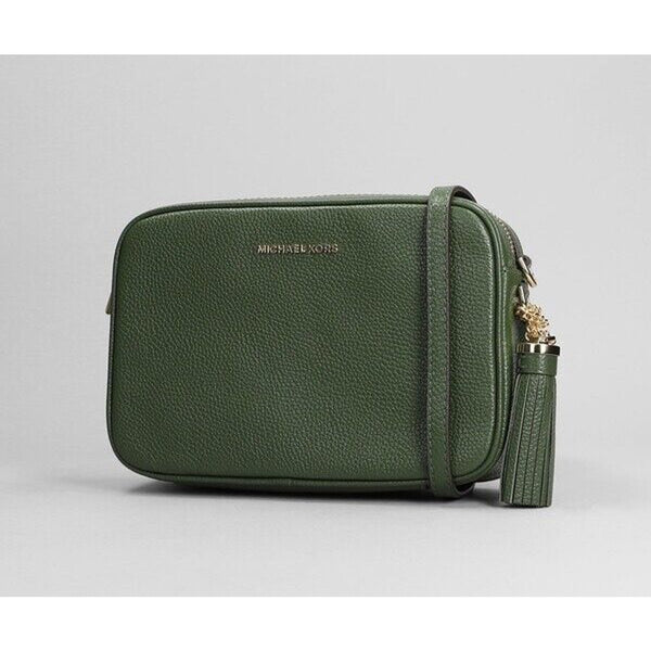 Michael Kors Ginny Leather Crossbody Bag Green EUC MSRP $248