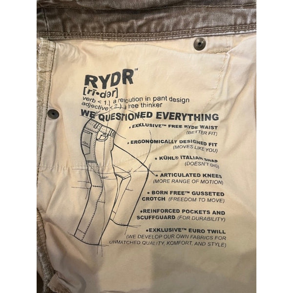 Kuhl Rydr Pants Mens 40x32 Sunfaded Patina Dye Canvas Gorpcore Outdoor Work