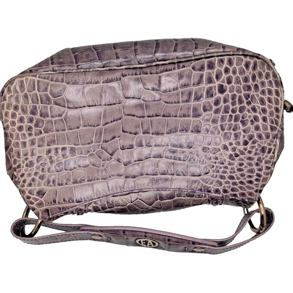 Emporio Armani Large Fold Over Leather Crocodile Embossed Bag & Change Pouch