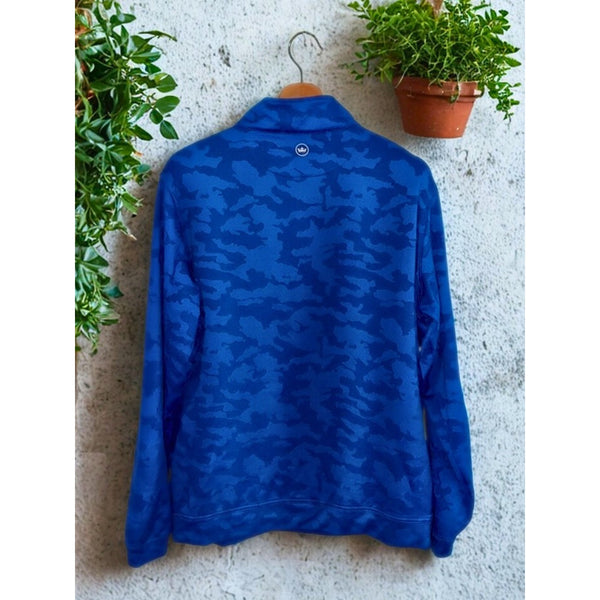Peter Millar Perth Performance Quarter Zip Morris County Golf Club Blue Camo L