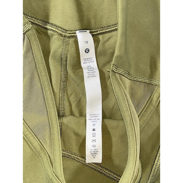 Lululemon Nulu Crisscross Mesh Stirrup Tight Green Leggings Sz 10 LW5ERXS