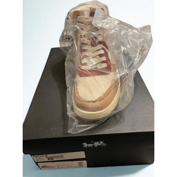 Coach CE872 Hi Top Sherpa Sneakers Cherry Light Camel Suede Women’s 10B NIB