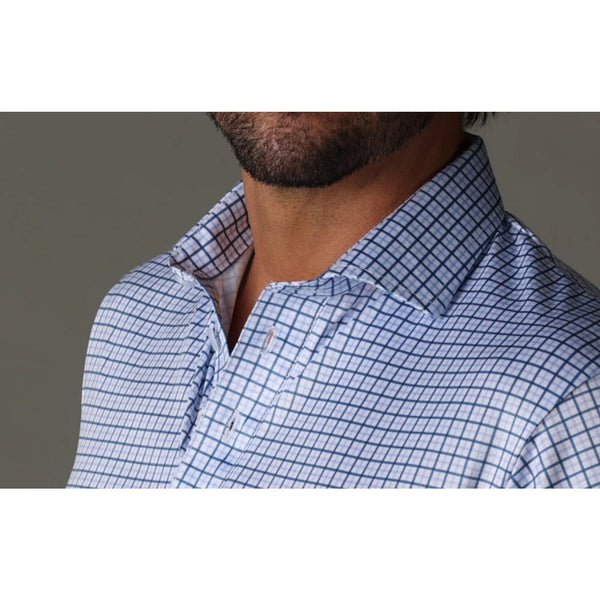 Collars & Co Large Blue Tattersall Polo Semi-Spread Dress Collar Performance NWT