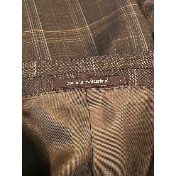 Ermenegildo Zegna Neiman Marcus Blazer 44R EU 54 Brown Windowpane Wool