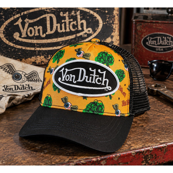 Von Dutch Flying Eyeball Green Trees Mesh Snapback Trucker Hat NWT Rare OSFA