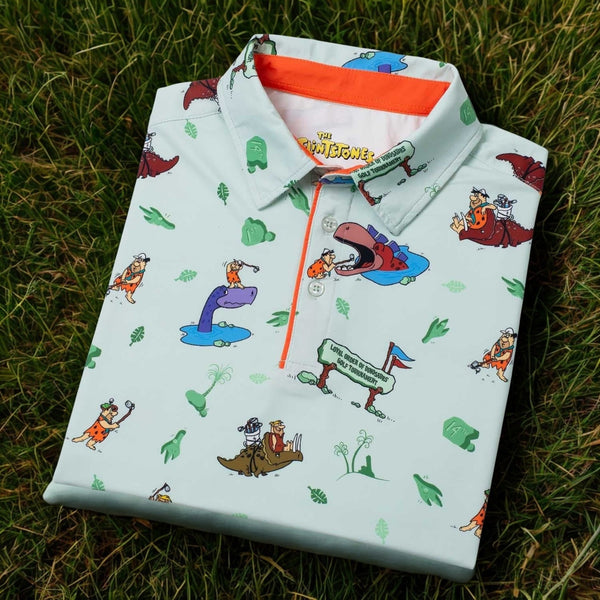 RSVLTS Flintstones Loyal Order of Dinosaurs Golf Polo XL Breakfast Balls NWOT