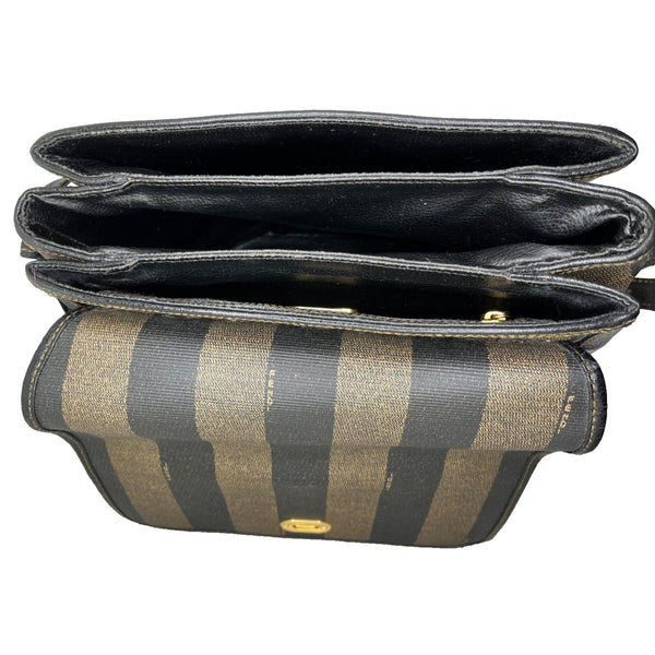 Fendi Purse PEQUIN BAG Striped Leather Gold Modern Pockets Organizer VNTG