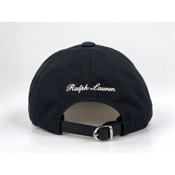 Ralph Lauren Purple Label Cotton Leather Ball Cap Black Made Italy Rare Luxury