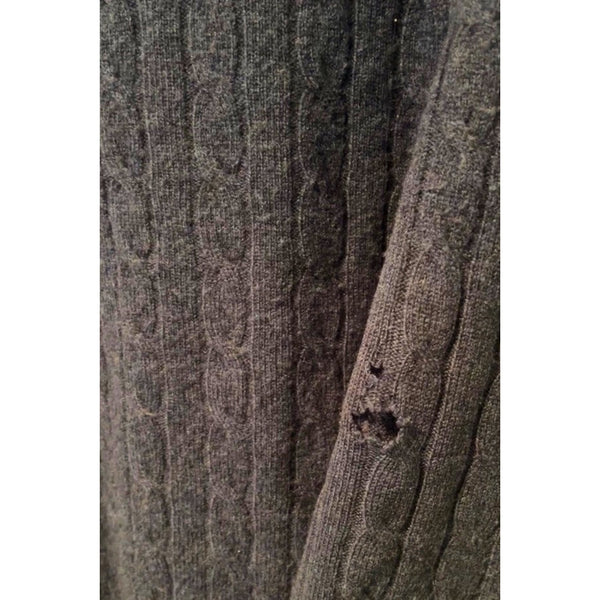 Brooks Brothers Scottish Lambswool Cable Knit Sweater Mens M Navy (Hole Sleeve)