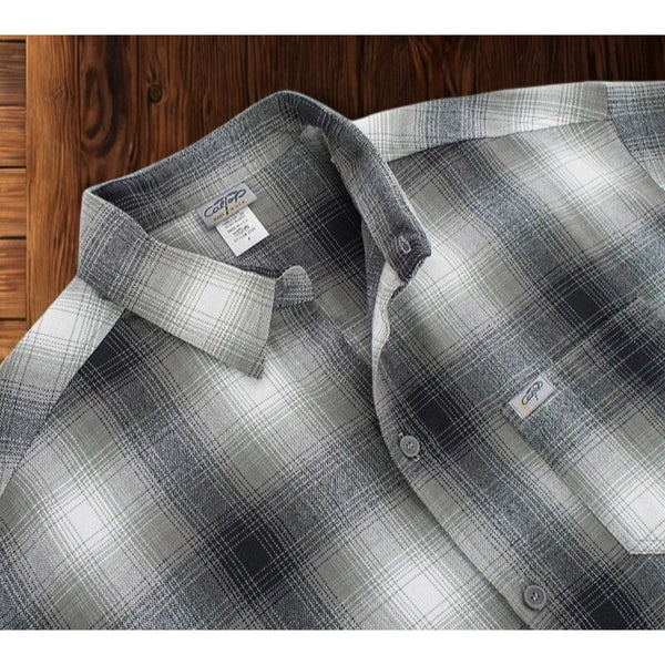 CALTOP Pewter Gray Ombre Old School Lowrider Chicano Biker Flannel Shirt XL NWOT