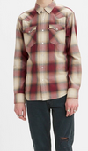 Camisa Levi's “THE WESTERN” LS Pearl Snap Button - Plaid Wine Red Hombre XL NWT 