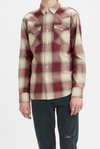 Camisa Levi's “THE WESTERN” LS Pearl Snap Button - Plaid Wine Red Hombre XL NWT 